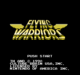 Flying Warriors title screen for NES